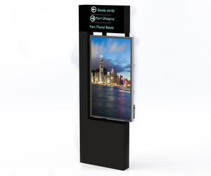 Totems, High Gage Rolled Steel, IP67 Outdoor Rated Weatherproof Digital Display, QLED, 4500 NITS, 24/7 Runtime, Portrait or Landscape Orientation, with 8ohm Speaker, HD Camera.  Sizes (46”, 55”, 75”), Single, Dual, Triple Screens