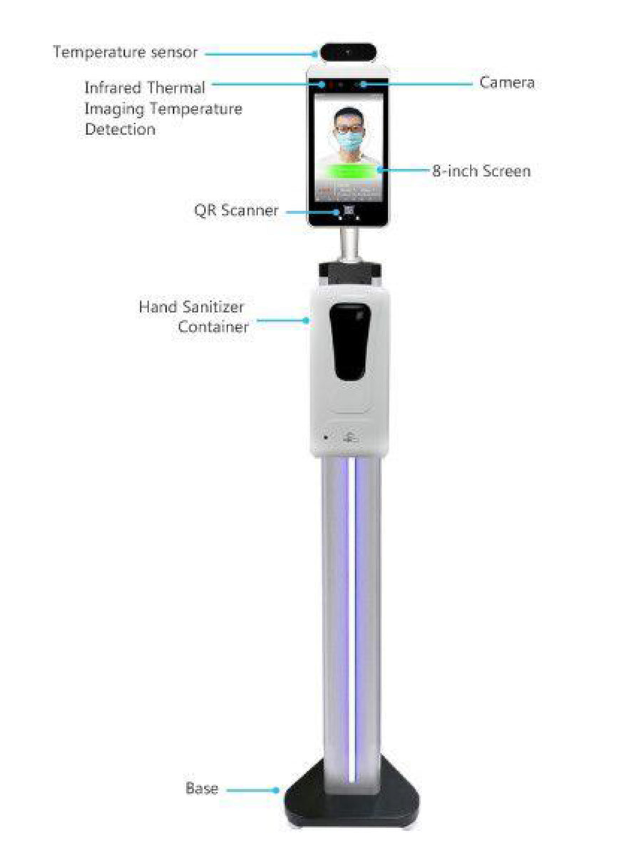 8 Inch Facial Recognition Temperature Measurement Terminal With Built ...